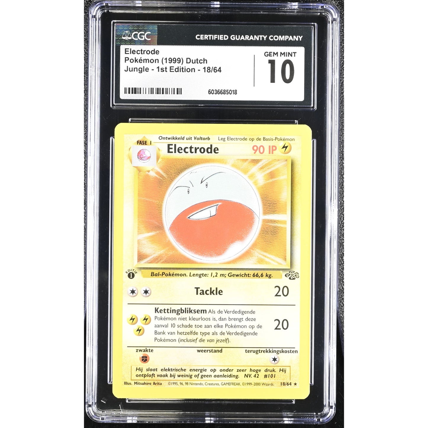 CGC 10 GEM MINT Electrode 1st Edition 18/64 Pokemon Dutch Jungle (PSA/BGS) Pop 1
