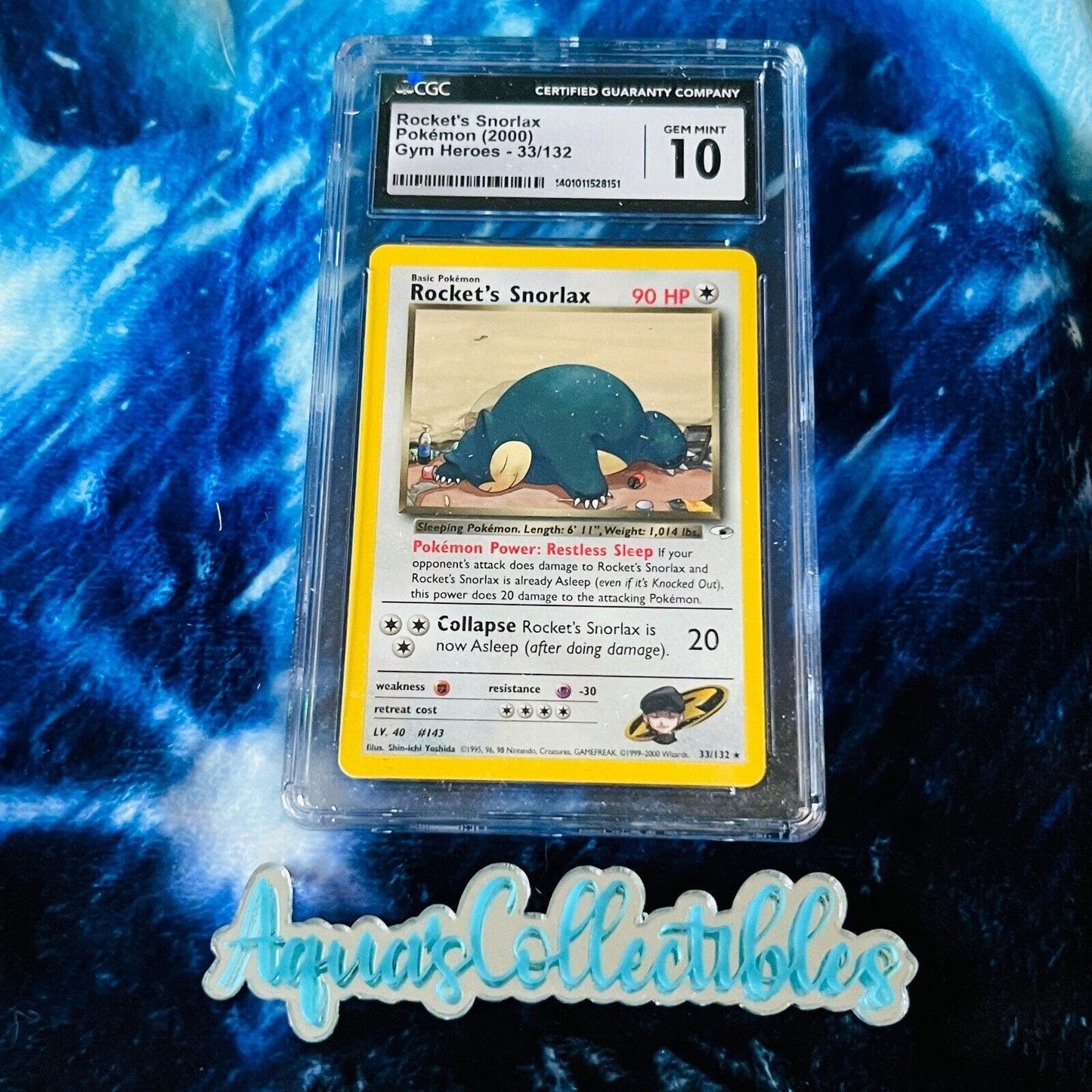 CGC 10 GEM MINT Rocket's Snorlax 33/132 Gym Heroes Unlimited Non Holo (PSA/BGS)