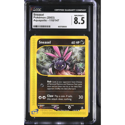 CGC 8.5 NM/MINT+ Sneasel 110/147 Pokémon Aquapolis 2003 Non Holo Card (PSA/BGS)