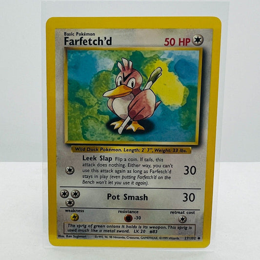 Pokémon Farfetch'd 27/102 Base Set Unlimited Pokemon 1999 WOTC Uncommon Card NM+