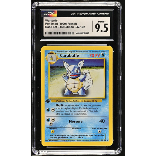 CGC 9.5 MINT+ Wartortle (Carabaffe) 1st Edition 42/102 French Base Set (PSA/BGS)