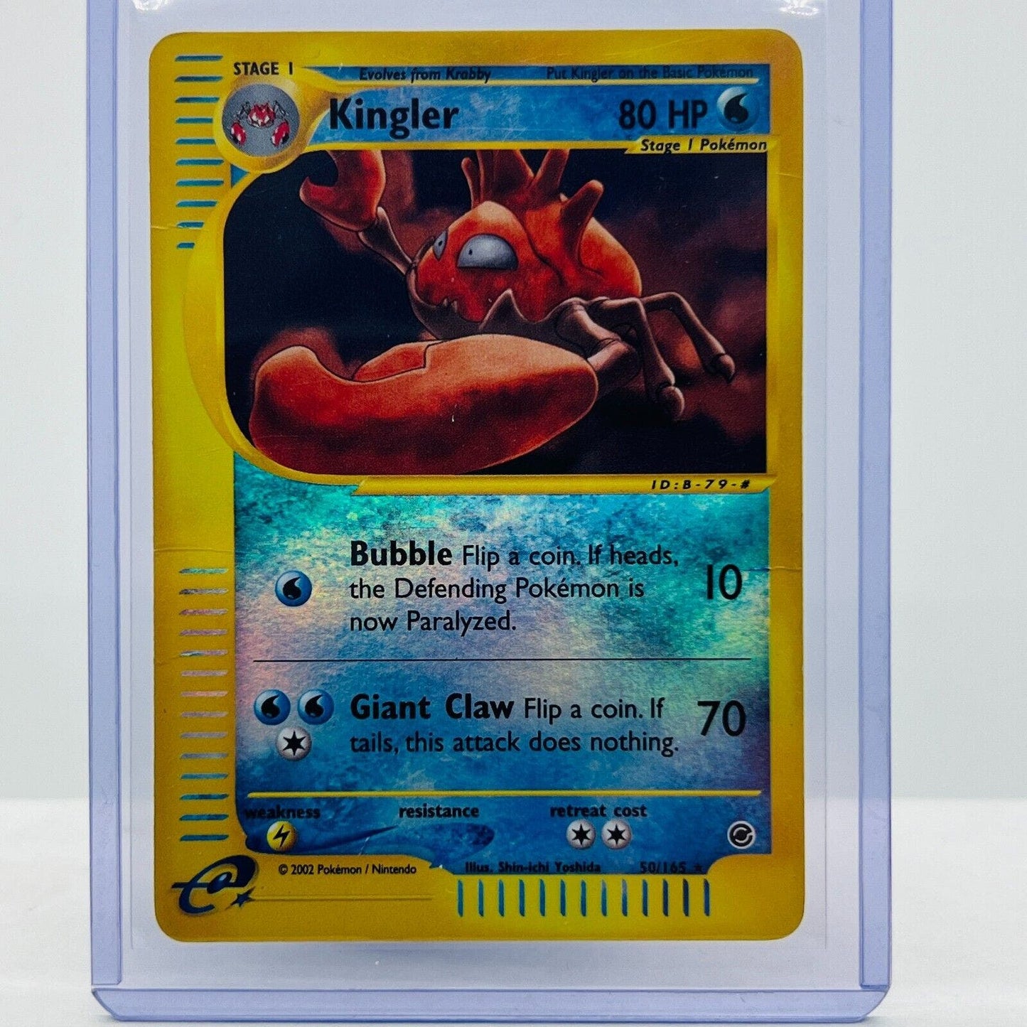 Pokémon Kingler 50/165 Expedition Pokémon 2002 Reverse Holo Rare WOTC HP-DMG