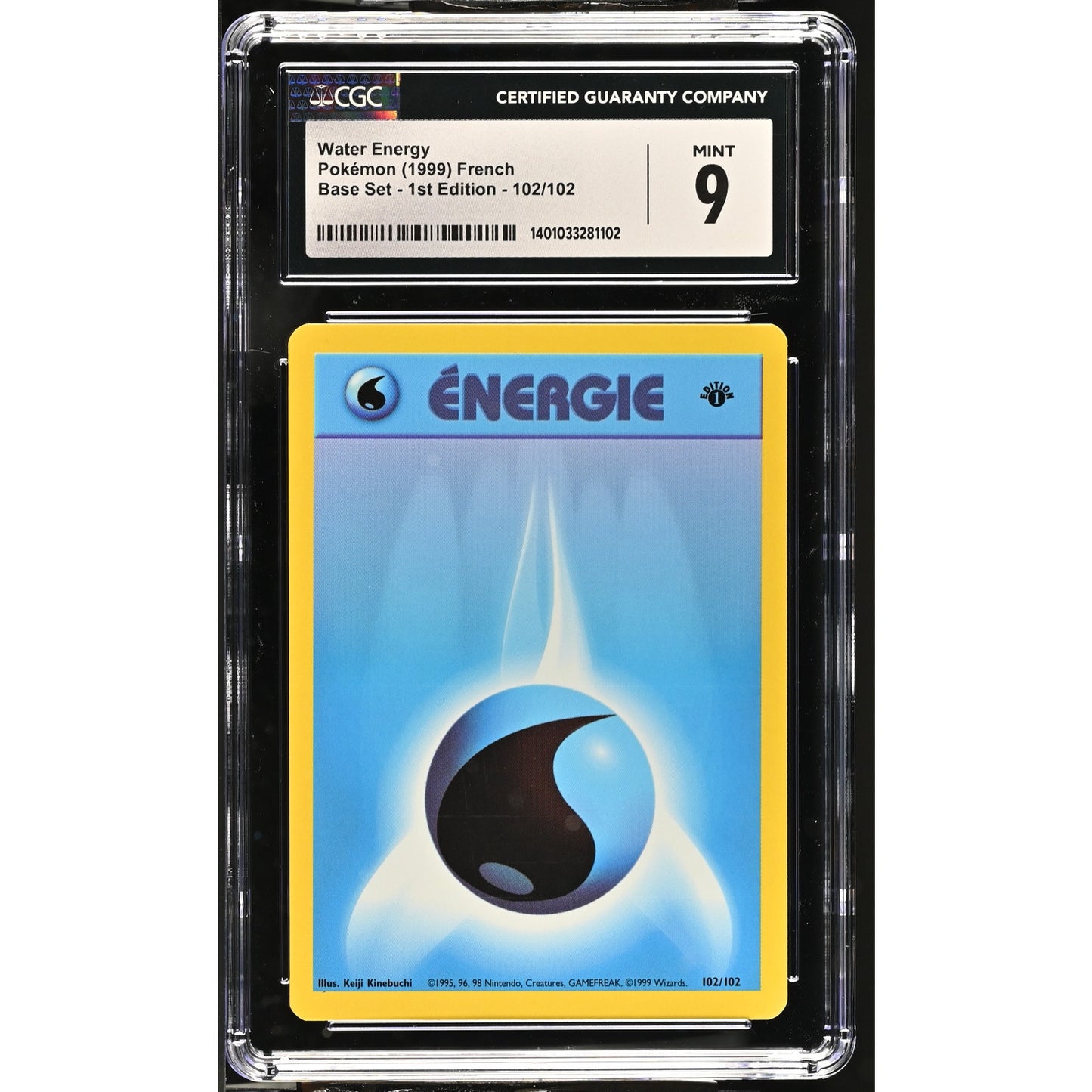 CGC 9 MINT Water Energy (Énergie Eau) 1st Edition 102/102 French Base (PSA/BGS)