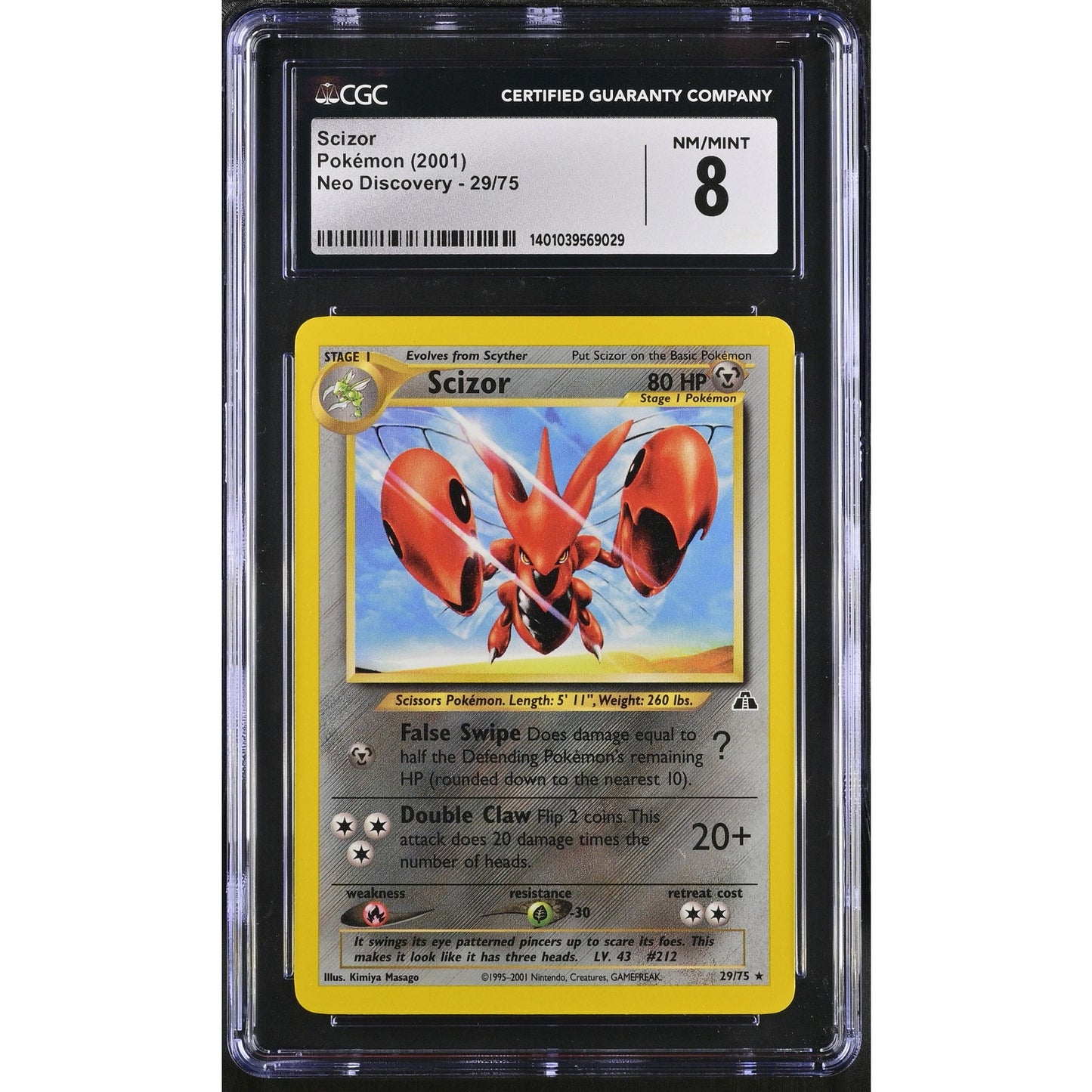 CGC 8 NM/MINT Scizor 29/75 Pokémon Neo Discovery Unlimited Non Holo (PSA/BGS)