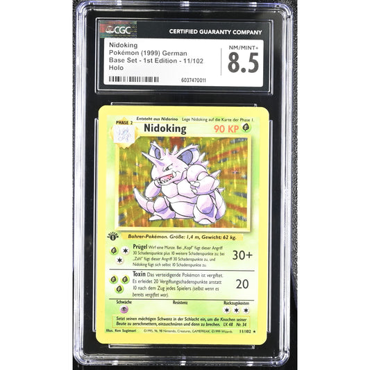 CGC 8.5 NM/MINT+ Nidoking 1st Edition 11/102 1999 German Base Set (PSA/BGS)