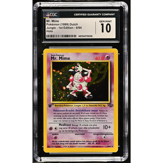 CGC 10 GEM MINT Mr. Mime 1st Edition 6/64 Pokémon Dutch Jungle (PSA/BGS) Pop 3