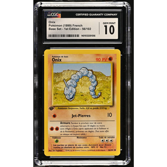 CGC 10 GEM MINT Onix 1st Edition 56/102 French Base Set Common (PSA/BGS)