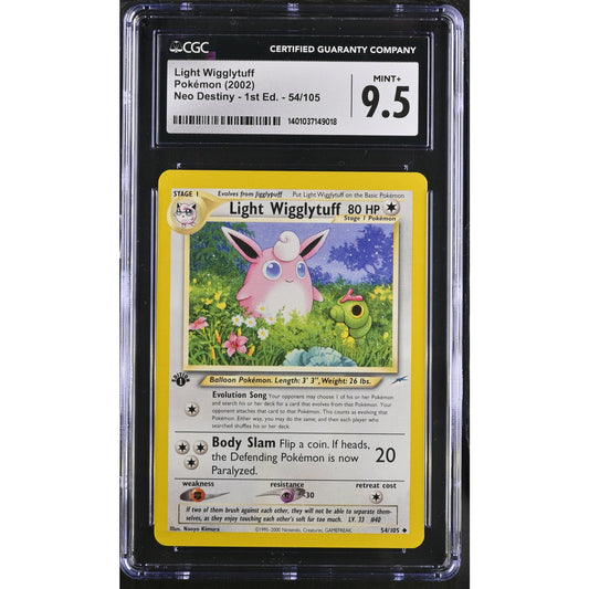 CGC 9.5 MINT+ Light Wigglytuff 1st Edition 54/105 Pokémon Neo Destiny (PSA/BGS)