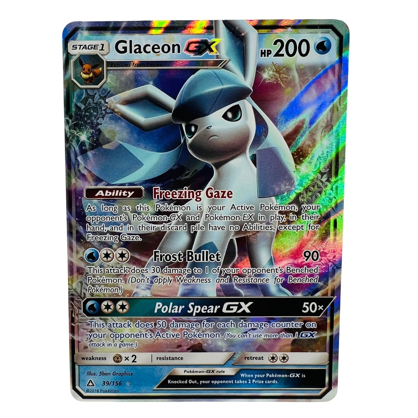 Pokémon Glaceon GX 39/156 Pokemon Ultra Prism Pokemon 2018 Holo Foil Card MP-LP