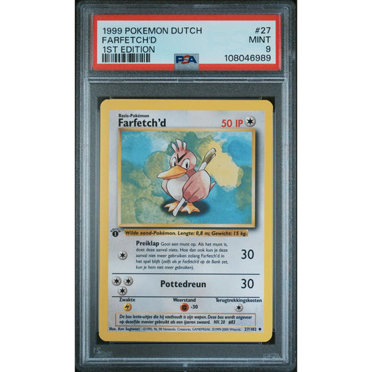 PSA 9 MINT Farfetch'd 1st Edition 26/102 Pokémon 1999 Dutch Base Set (CGC/BGS)