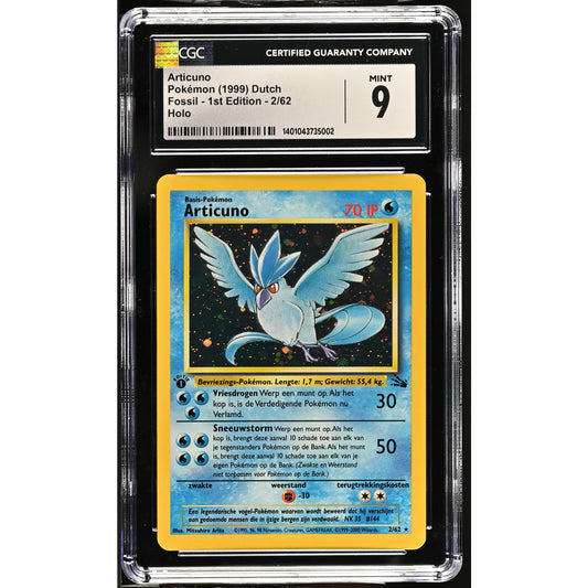 CGC 9 MINT Articuno 1st Edition 2/62 Pokémon Dutch Fossil Holo (PSA/BGS) Low Pop