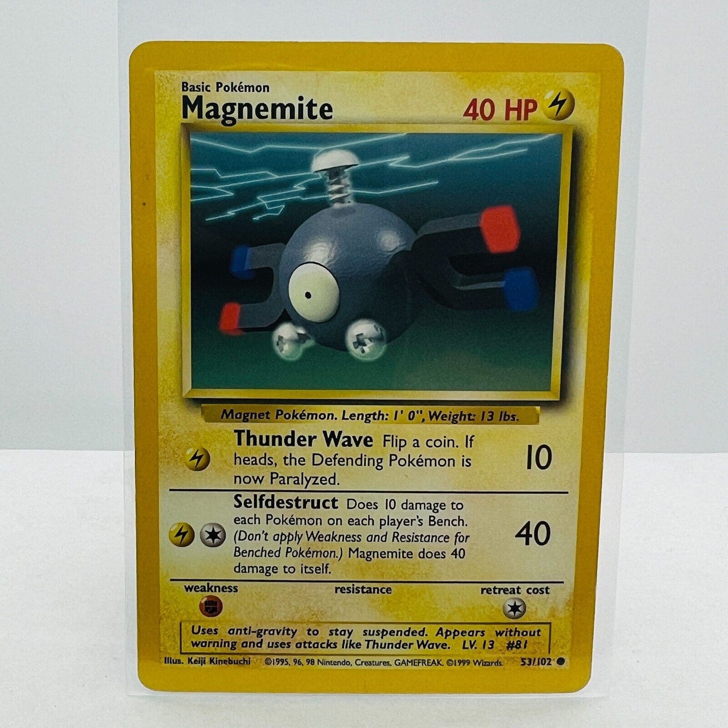 Pokémon Magnemite 53/102 Base Set Unlimited Pokemon 1999 WOTC Common Card MP-LP