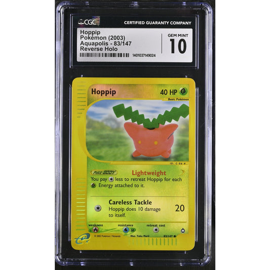 CGC 10 GEM MINT Hoppip 83/165 Pokémon Aquapolis Reverse Holo Uncommon (PSA/BGS)