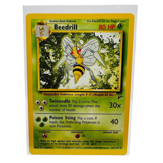 Pokémon Beedrill 21/130 Base Set II 2 Pokemon 2000 Non Holo Rare Card EX-NM