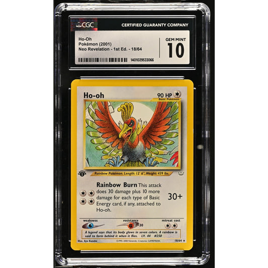 CGC 10 GEM MINT Ho-Oh 1st Edition 18/66 Pokemon Neo Revelation Rare (PSA/BGS)