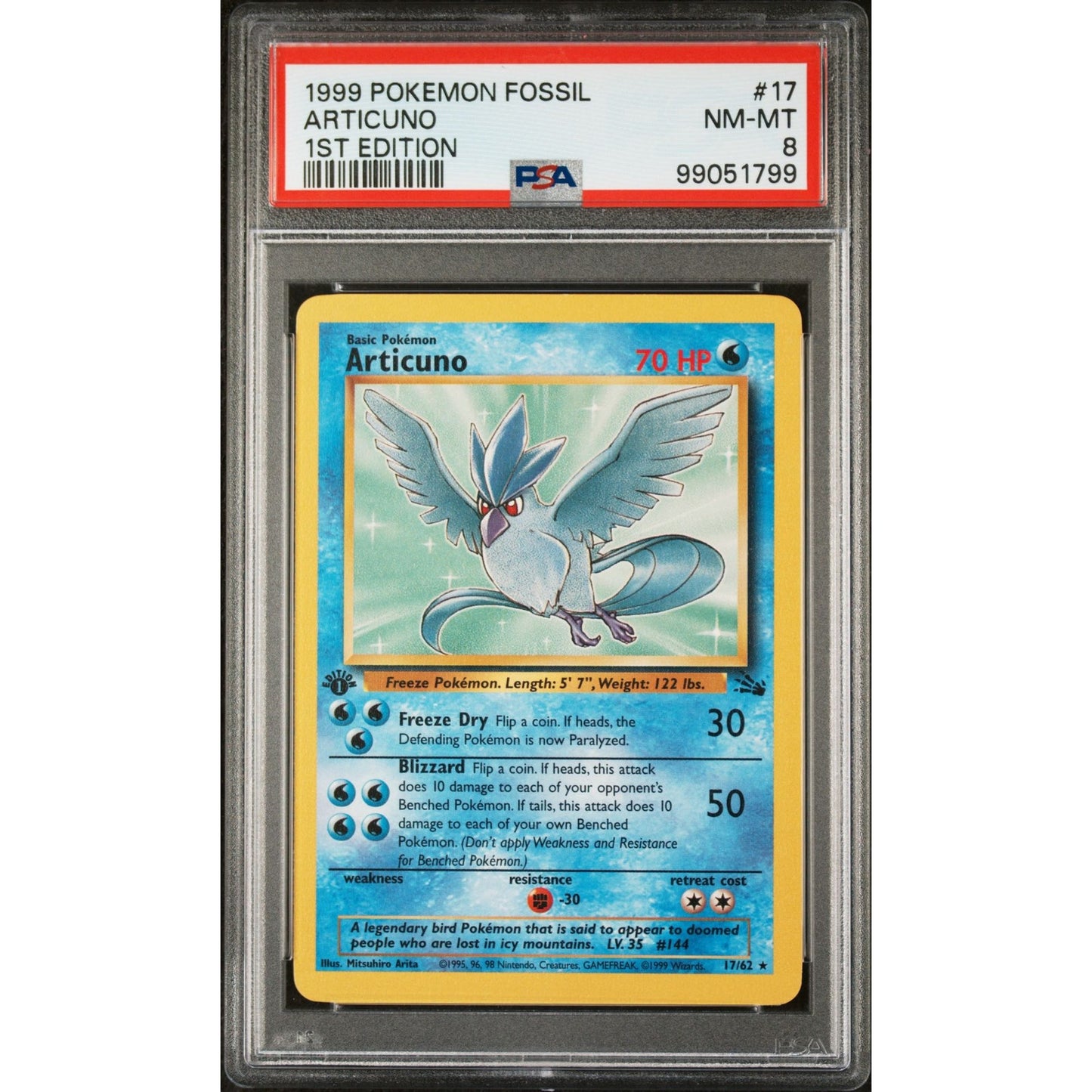 PSA 8 NEAR MINT Articuno 1st Edition 17/64 Pokémon Fossil Non Holo (CGC/BGS)