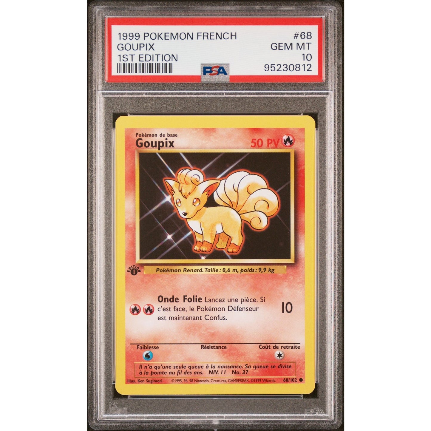 PSA 10 GEM MINT Vulpix (Goupix) 1st Edition 68/102 French Base Set (CGC/BGS)