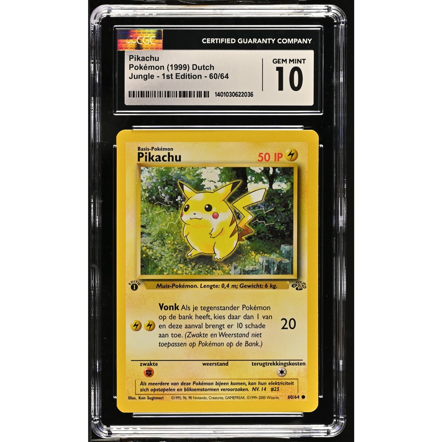 CGC 10 GEM MINT Pikachu 1st Edition 60/64 Pokemon Dutch Jungle Set (PSA/BGS)