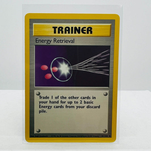 Pokémon Energy Retrieval 81/102 Base Set Unlimited Pokemon 1999 Uncommon Card NM