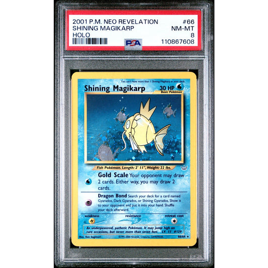 PSA 8 NM-MINT Shining Magikarp 66/64 Neo Revelation Unlimited Holo Rare(CGC/BGS)