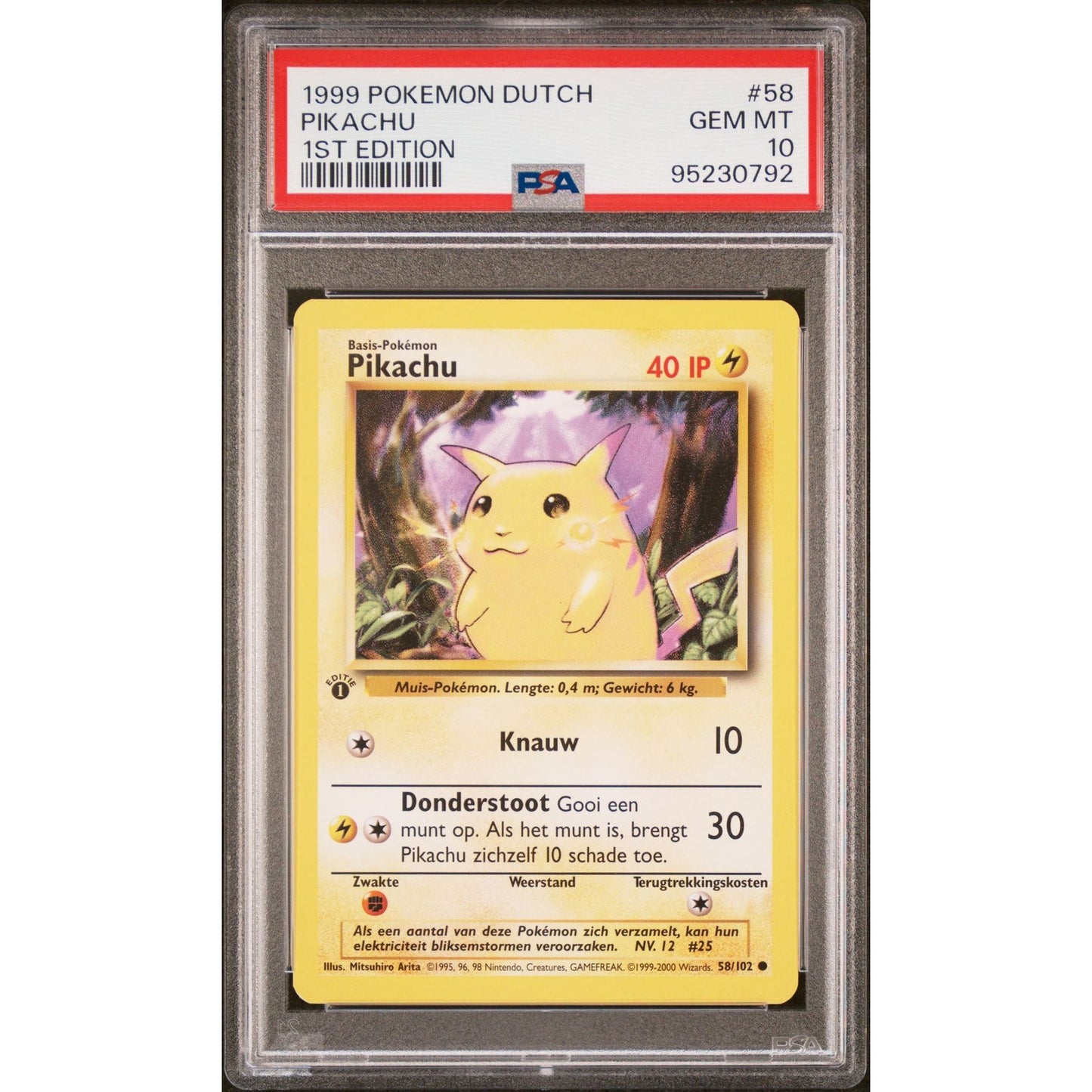 PSA 10 GEM MINT Pikachu 1st Edition 58/102 Pokemon Dutch Base Set (CGC/BGS)