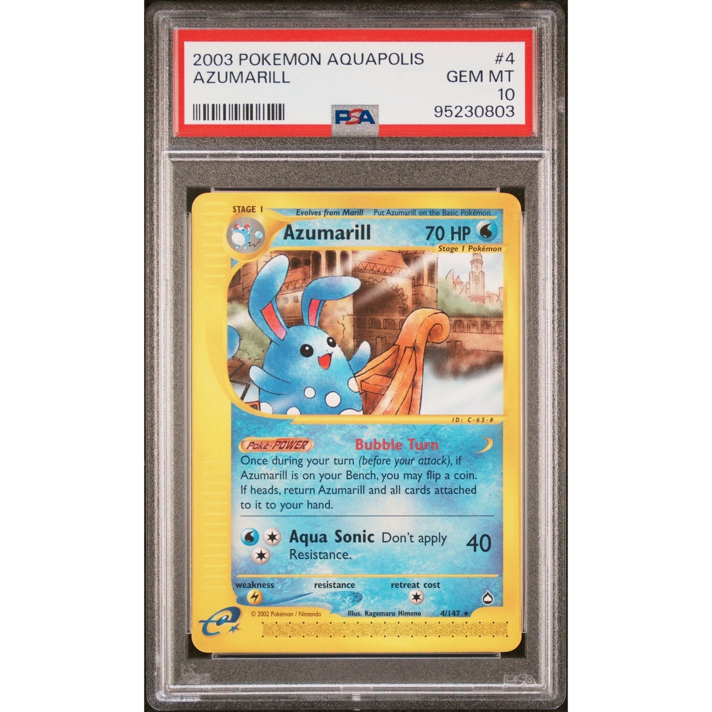 PSA 10 GEM MINT Azumarill 4/147 Pokémon Aquapolis 2003 Non Holo Rare (CGC/BGS)