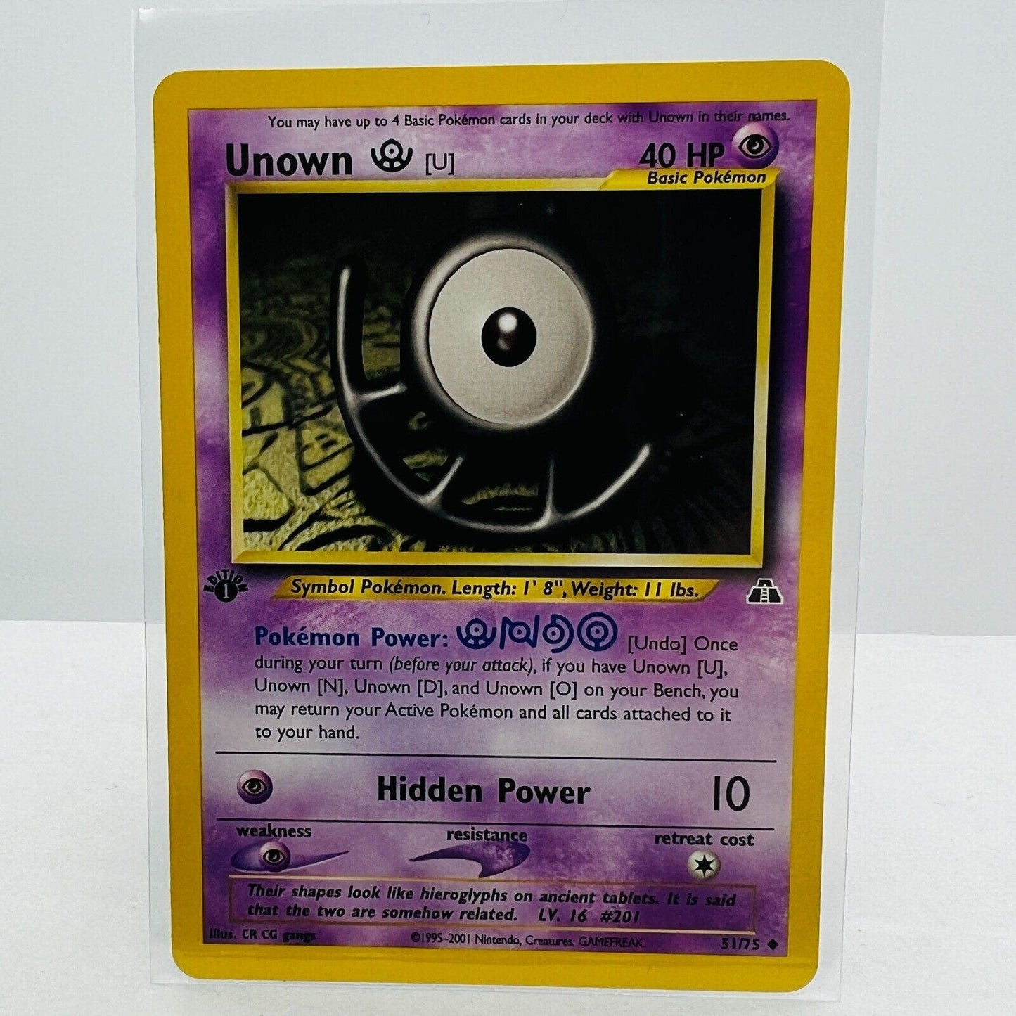 Pokémon Unown U 1st Edition 51/75 Neo Discovery WOTC Pokemon Uncommon Card NM-MT