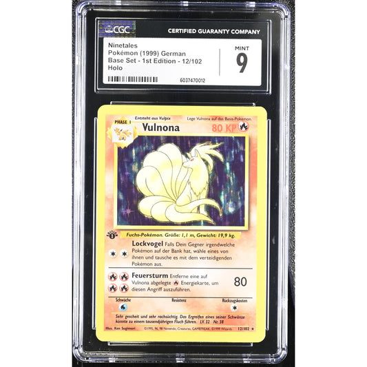 CGC 9 MINT Ninetales 1st Edition 12/102 Pokemon German Base Set Holo (PSA/BGS)