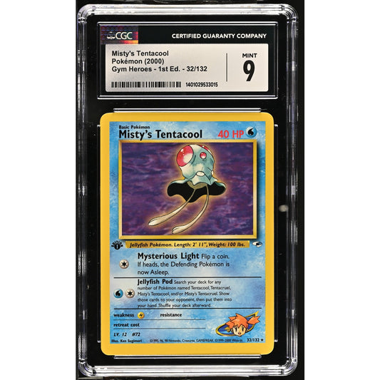 CGC 9 MINT Misty's Tentacool 1st Edition 32/111 Pokemon Gym Heroes (PSA/BGS)