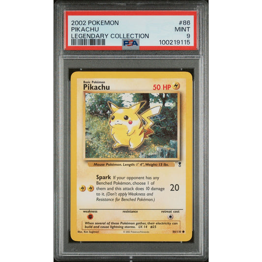 PSA 9 MINT Pikachu 86/110 Pokémon 2002 Legendary Collection Common (CGC/BGS)