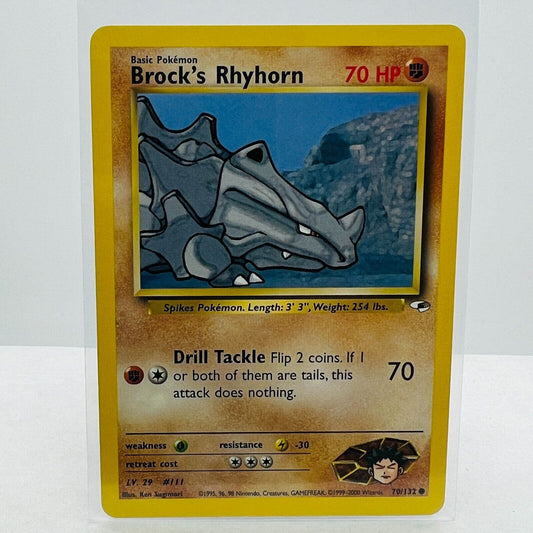 Pokémon Brock's Rhyhorn 70/132 Gym Heroes Unlimited WOTC Common Card NM-MT