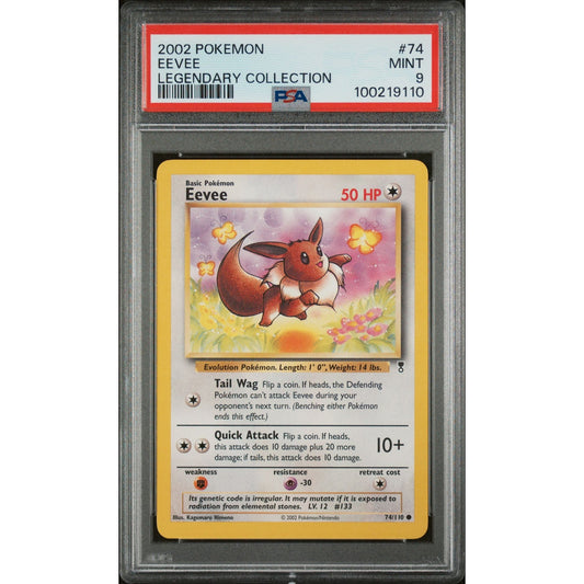 PSA 9 MINT Eevee 74/110 Pokémon 2002 Legendary Collection Common (CGC/BGS)