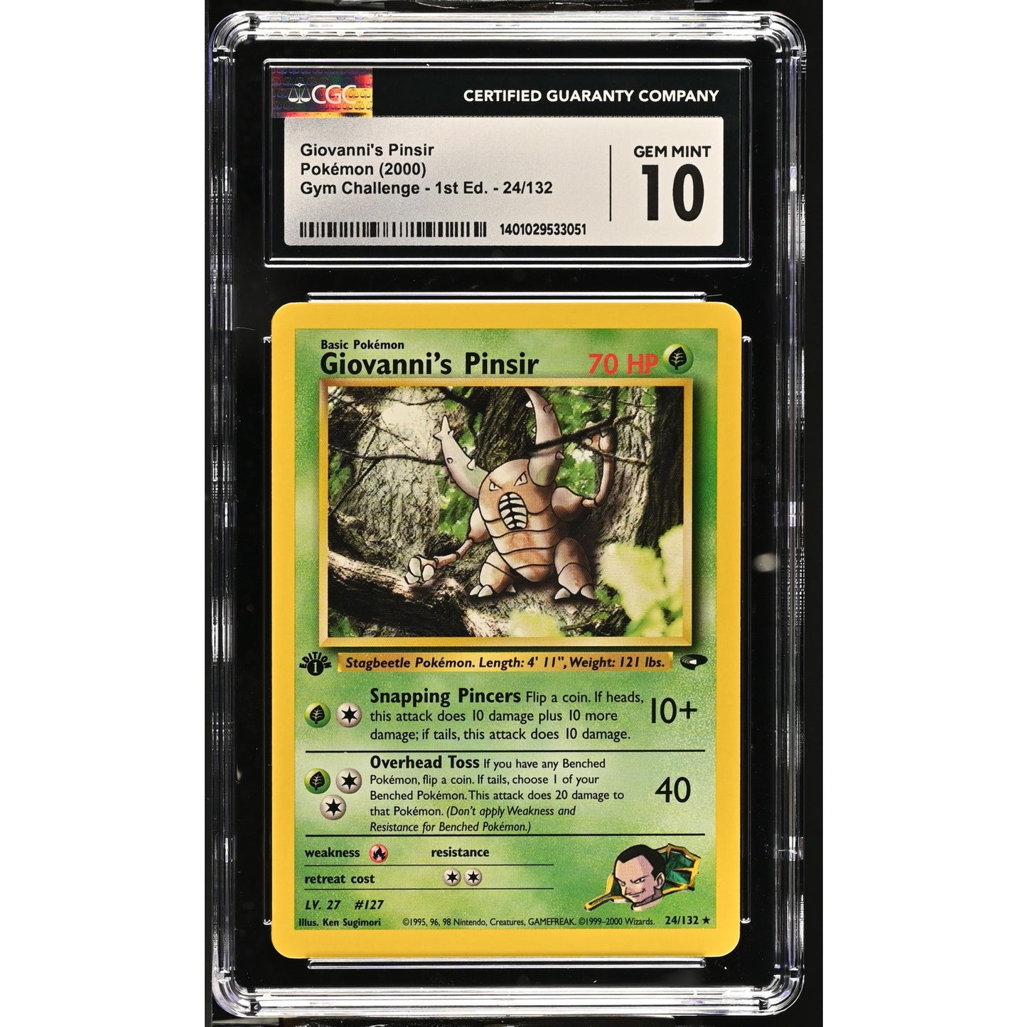 CGC 10 GEM MINT Giovanni's Pinsir 1st Edition 24/132 Gym Challenge (PSA/BGS)