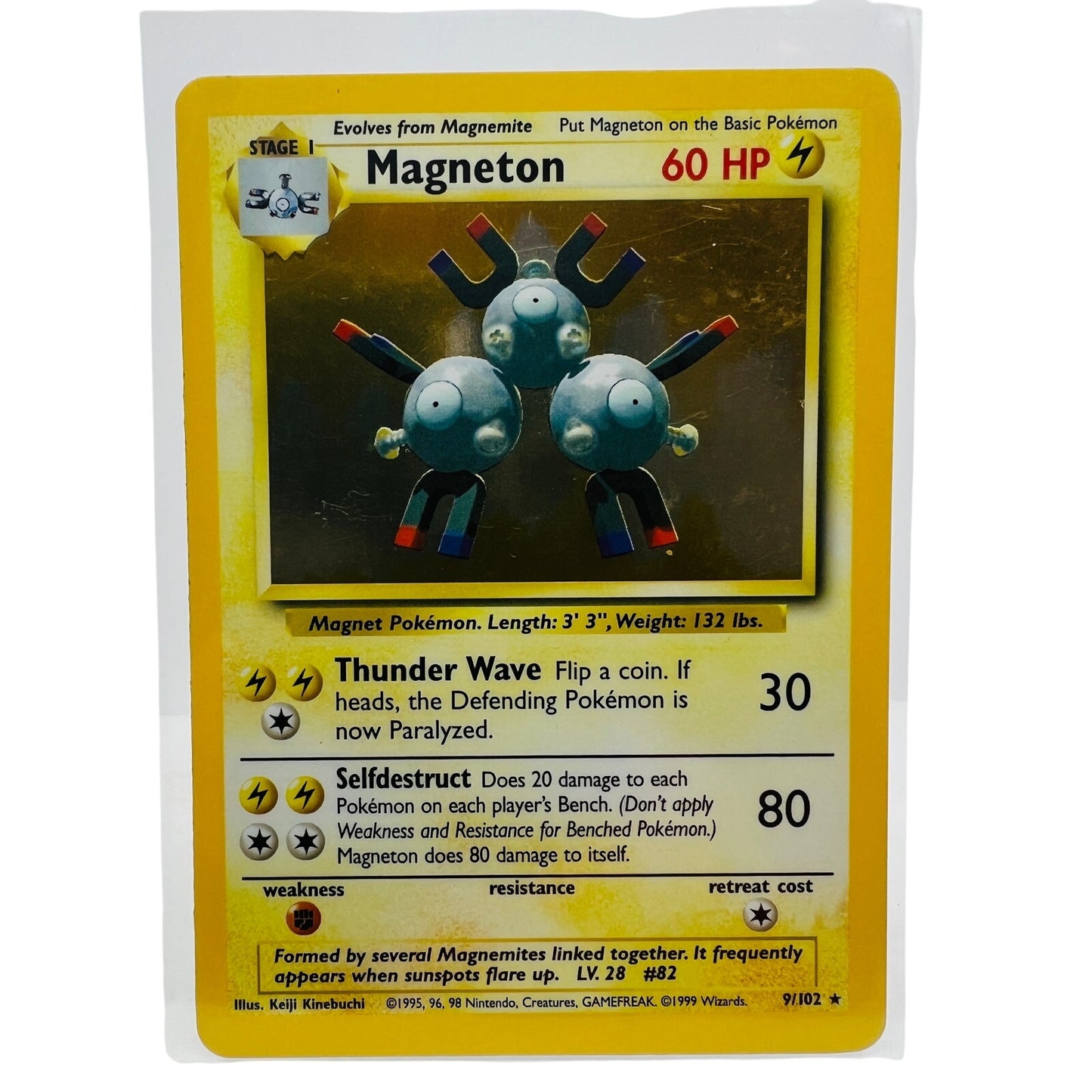 Pokémon Magneton 9/102 Base Set Unlimited Pokemon 1999 Holo Foil Card LP-EX