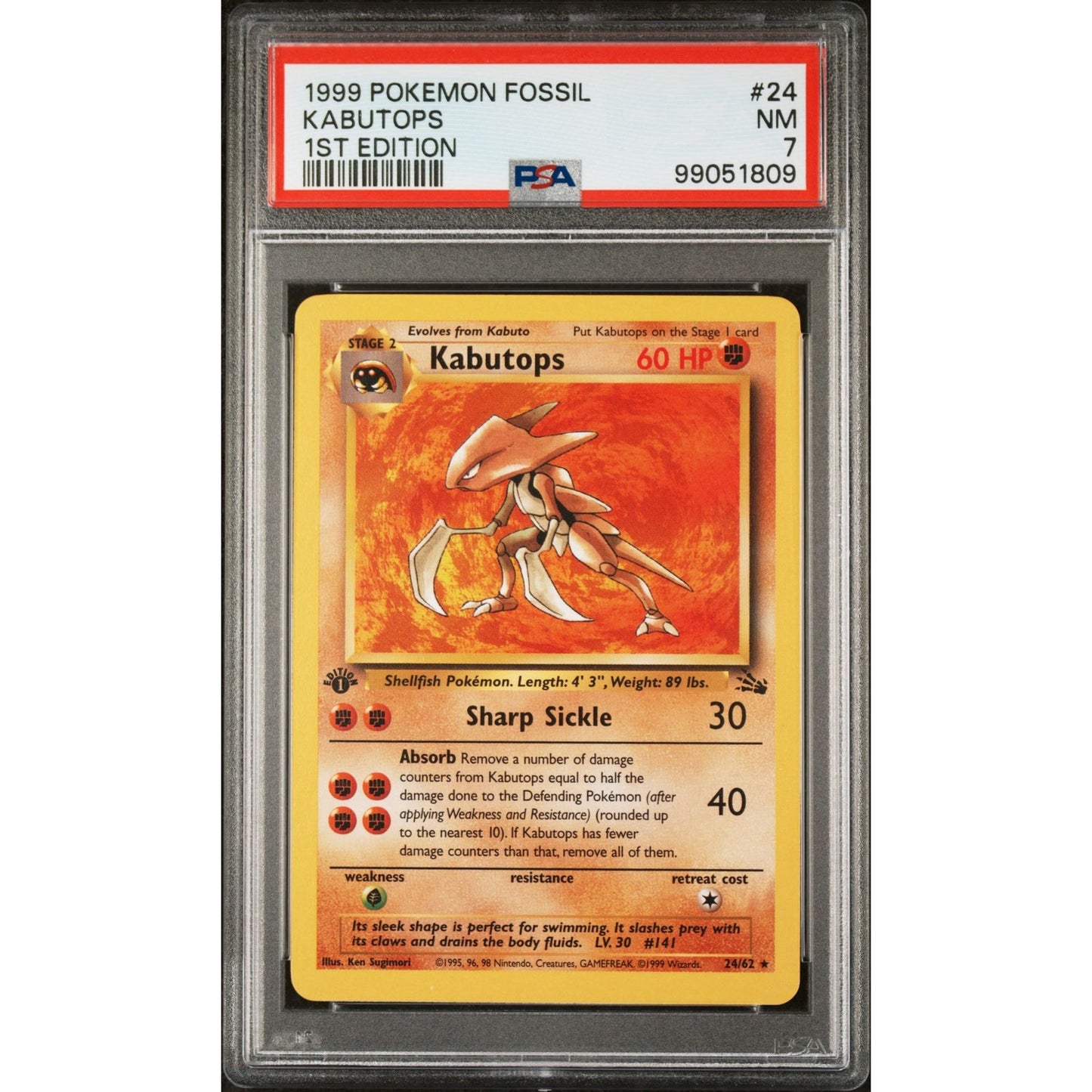 PSA 7 NEAR MINT Kabutops 1st Edition 24/64 Pokémon Fossil Non Holo (CGC/BGS)