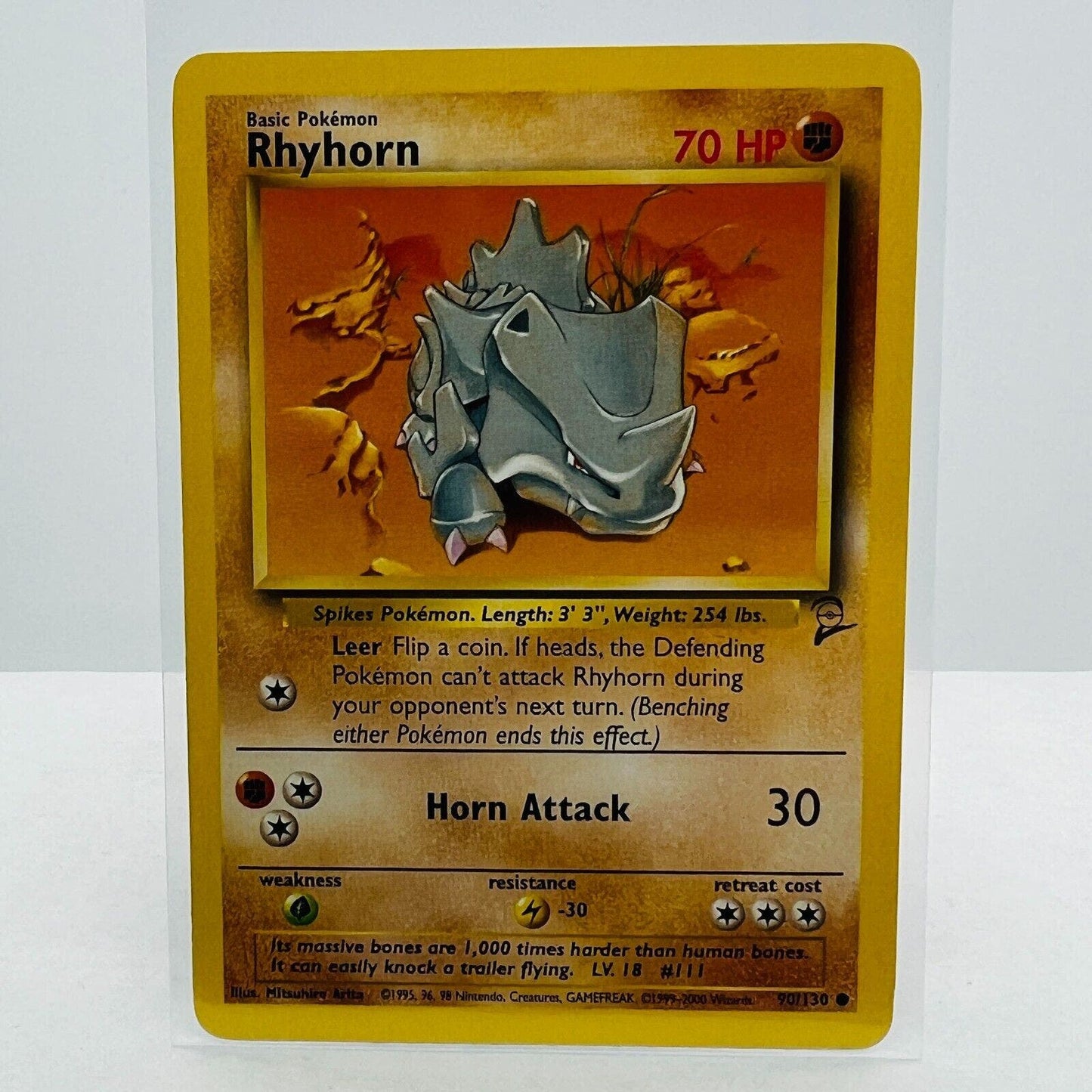 Pokémon Rhyhorn 90/130 Base Set 2 Pokemon 2000 WOTC Common Card NM-MT