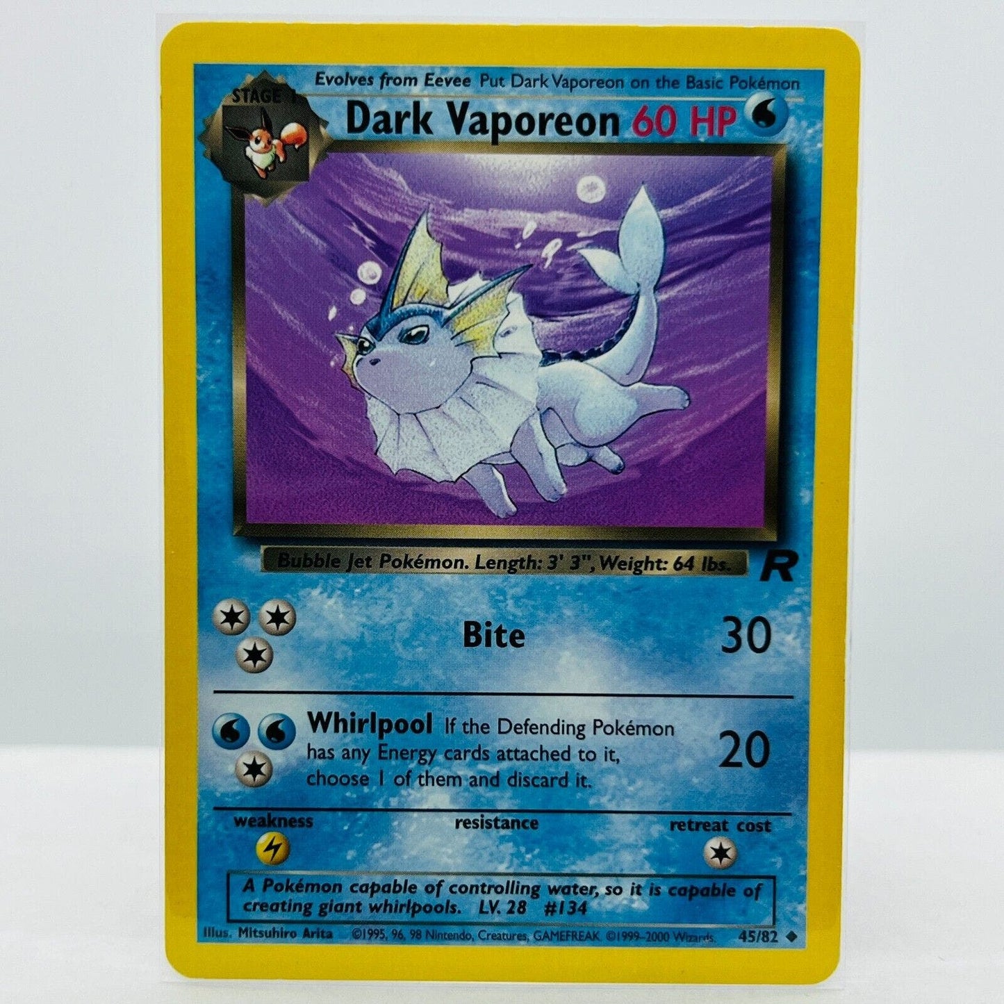 Pokémon Dark Vaporeon 45/82 Team Rocket WOTC TCG Pokemon Uncommon Card PL-MP