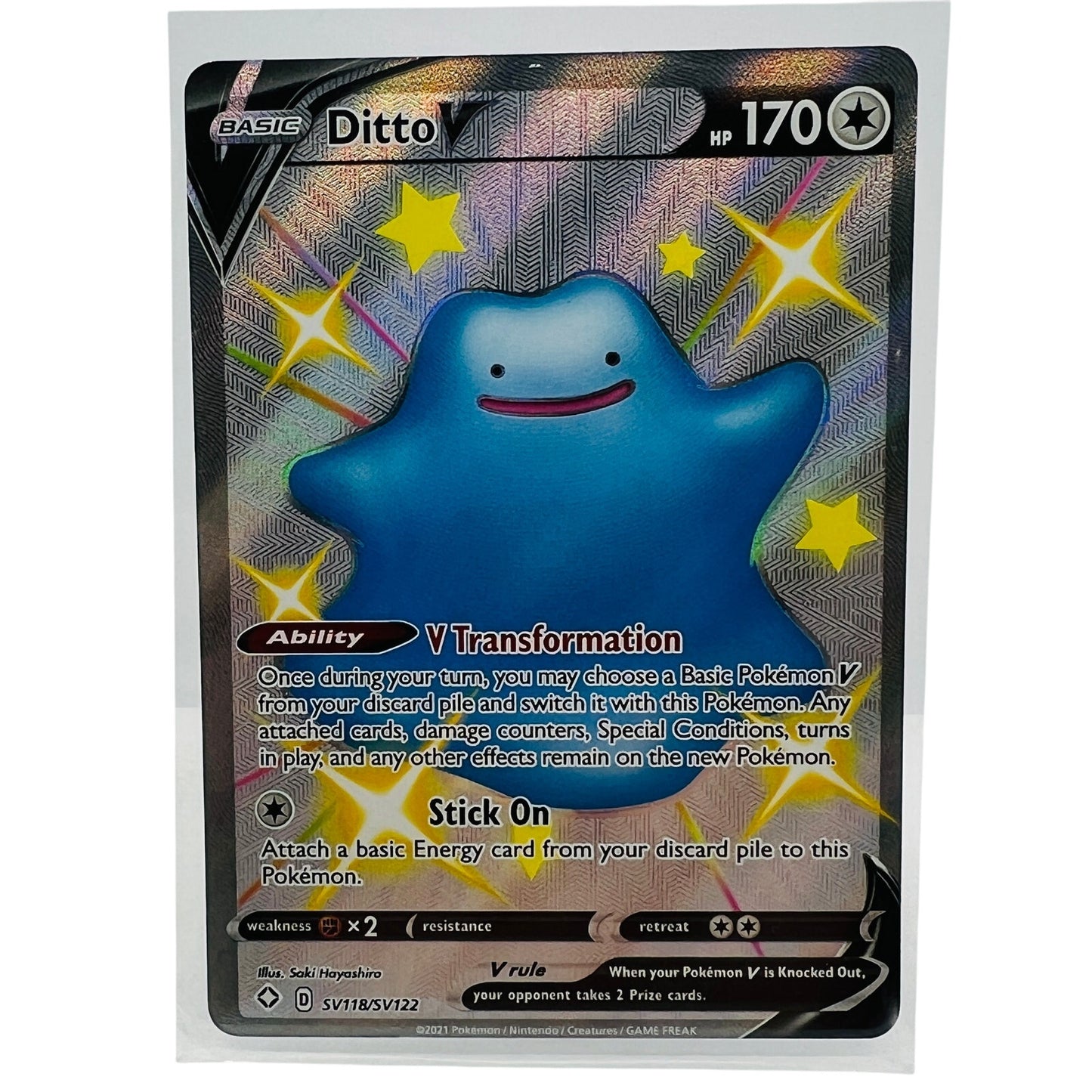 Pokémon Ditto V SV118/SV122 Shining Fates Pokemon 2021 Shiny Holo Foil Card NM