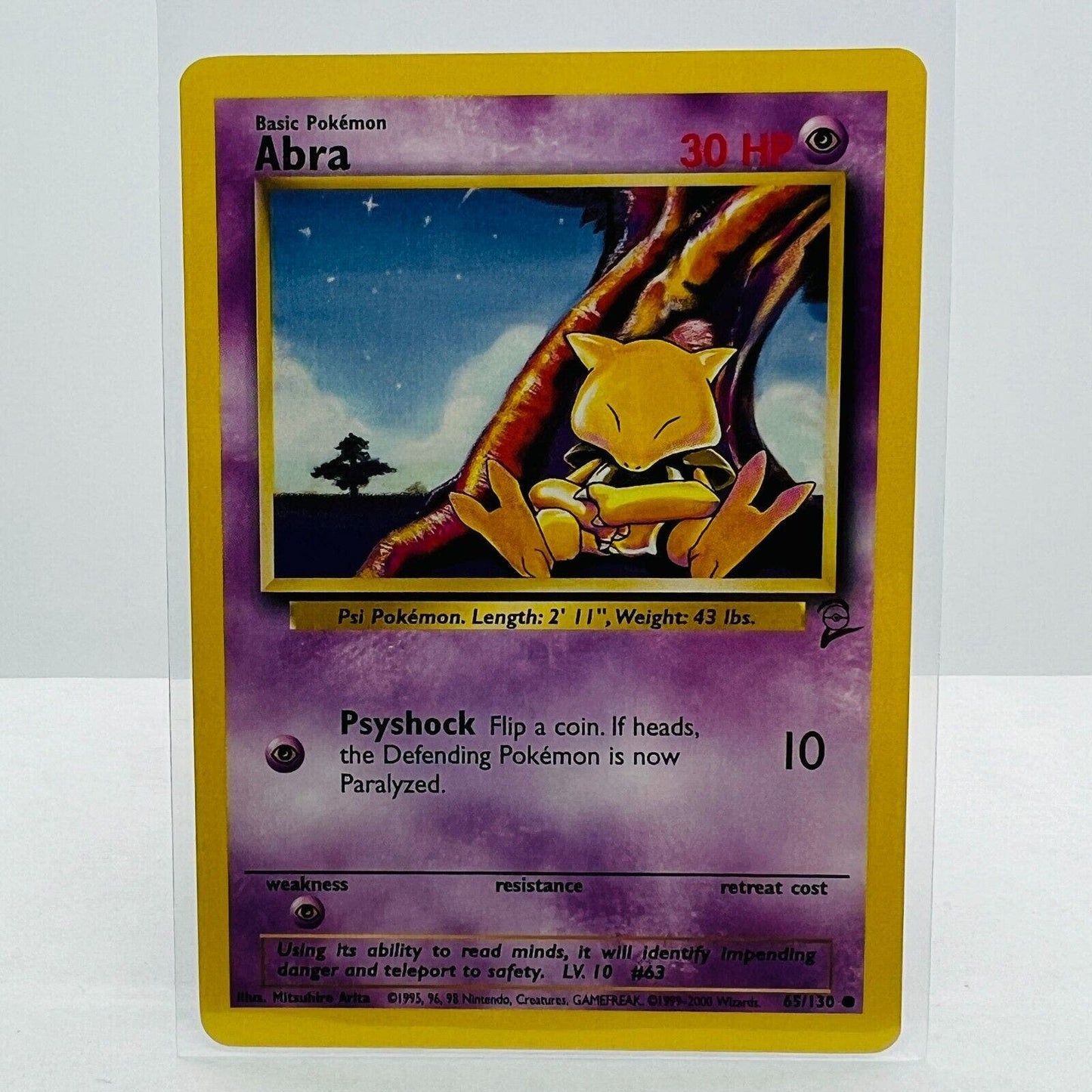 Pokémon Abra 65/130 Base Set 2 Pokemon 2000 WOTC Common Card NM-MT