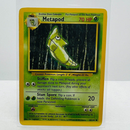 Pokémon Metapod 54/102 Base Set Unlimited Pokemon 1999 WOTC Common Card NM+