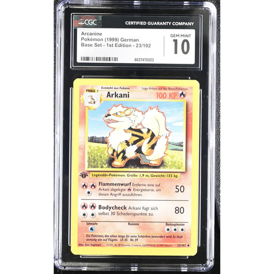 CGC 10 GEM MINT Arcanine 1st Edition 23/102 Pokémon German Base Set (PSA/BGS)