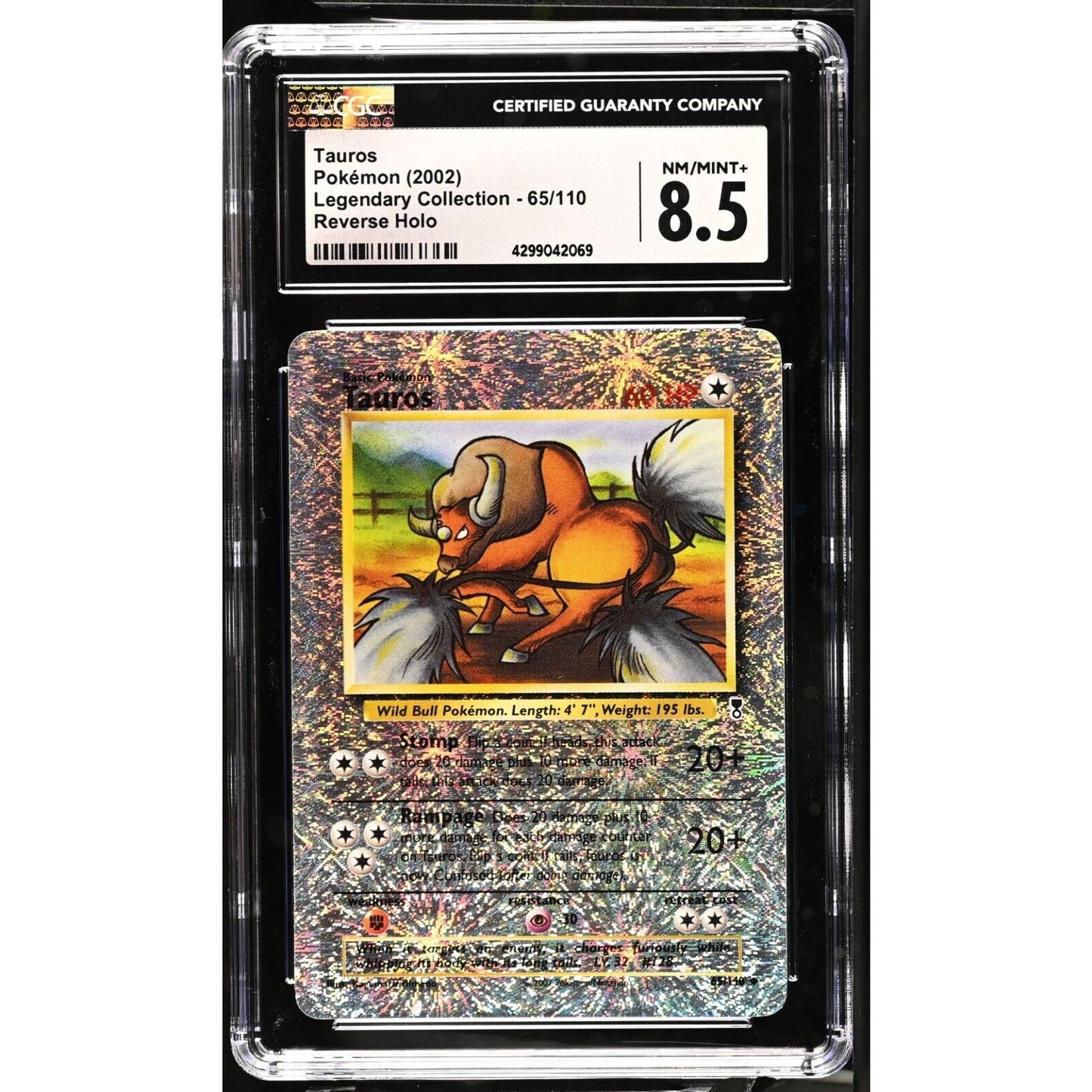 CGC 8.5 NM/MINT+ Tauros 65/110 Pokémon Legendary Reverse Holo (PSA/BGS)