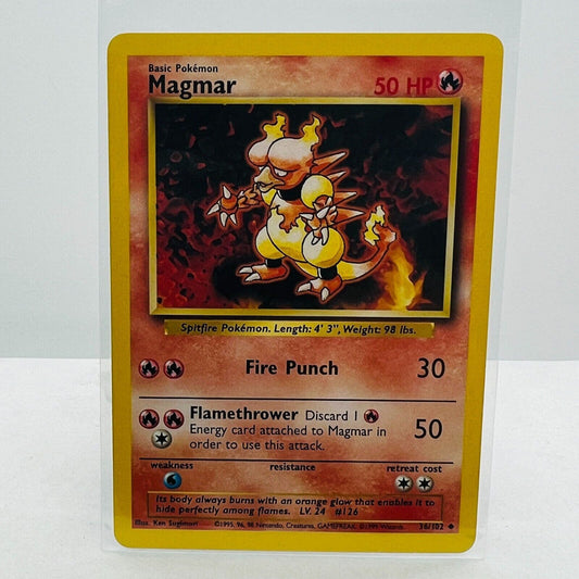 Pokémon Magmar 36/102 Base Set Unlimited Pokemon 1999 WOTC Uncommon Card LP