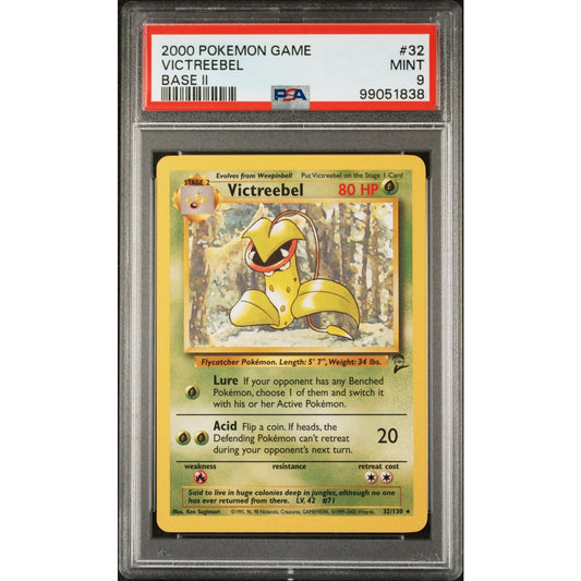 PSA 9 MINT Victreebel 32/130 Pokémon Base Set II 2 Non Holo Rare (CGC/BGS)