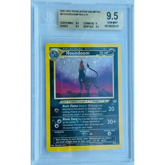 BGS 9.5 GEM MINT Houndoom 7/64 Pokémon Neo Revelation Unlimited Holo (CGC/PSA)