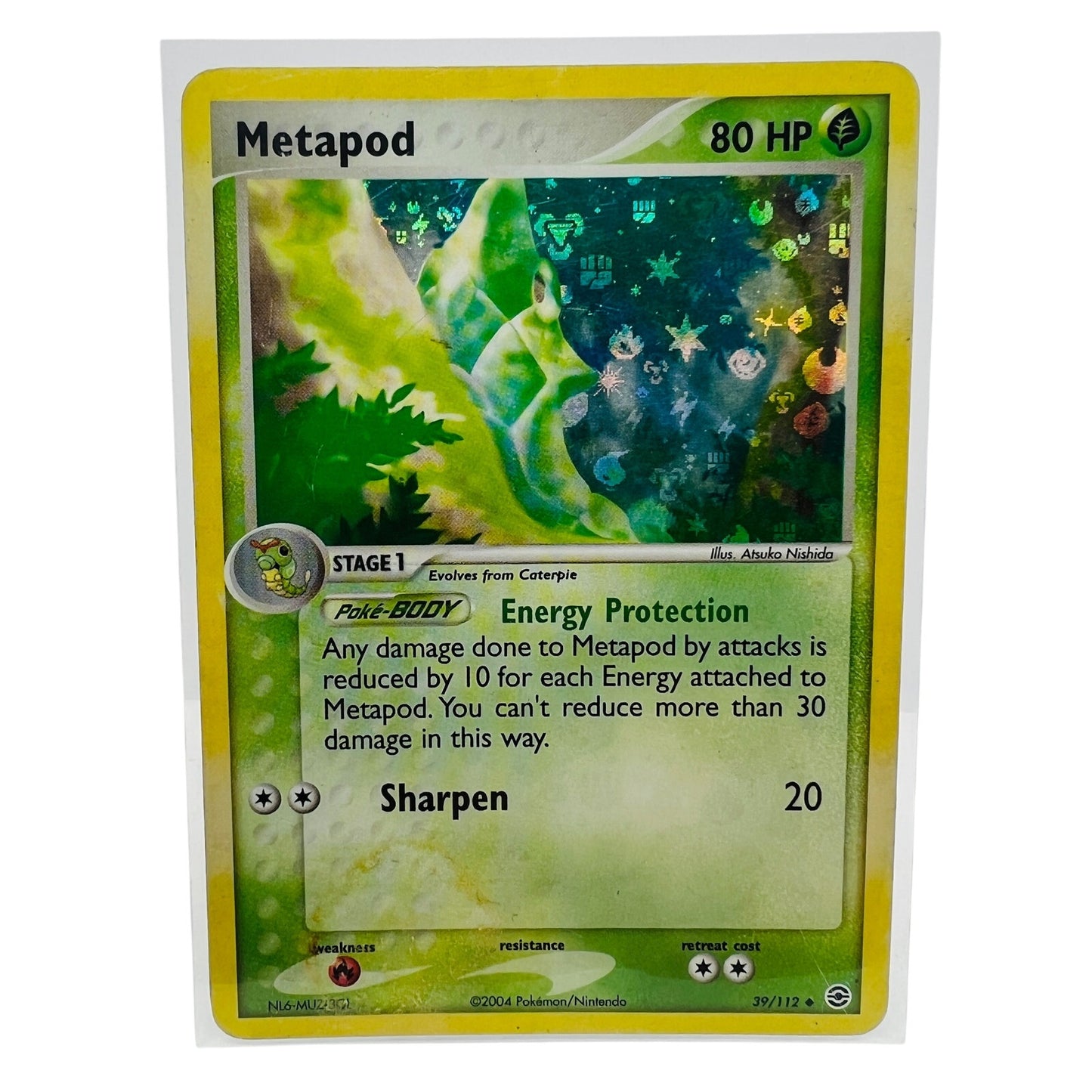 Pokémon Metapod 39/112 Fire Red Leaf Green Pokemon Reverse Holo Foil Card MP-PL