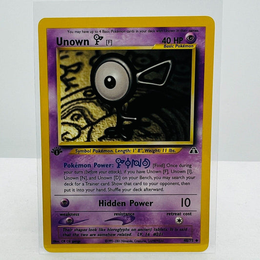 Pokémon Unown F 1st Edition 48/75 Neo Discovery WOTC Pokemon Uncommon Card NM-MT