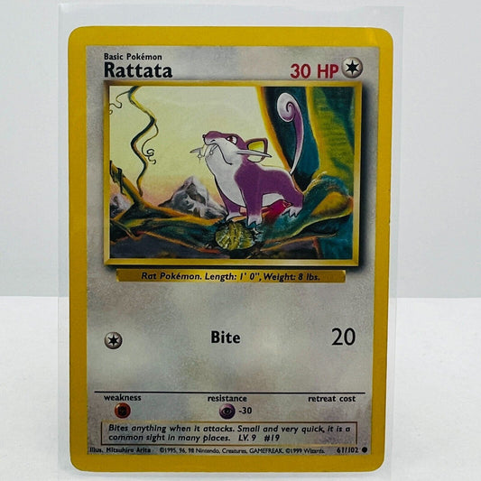 Pokémon Rattata 61/102 Base Set Unlimited Pokemon 1999 WOTC Common Card LP