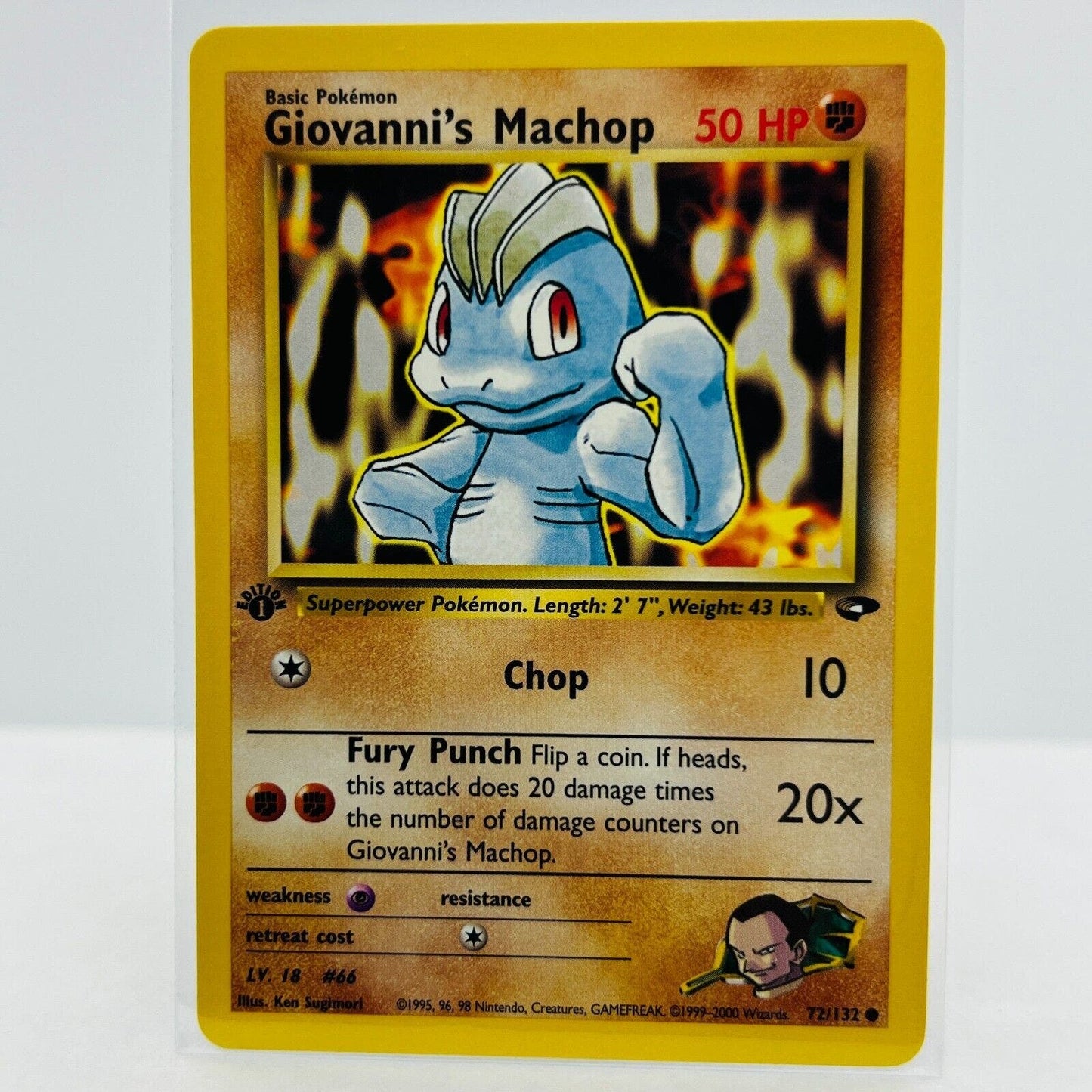 Pokémon Giovanni's Machop 1st Edition 72/132 Gym Challenge Common Card NM-MT