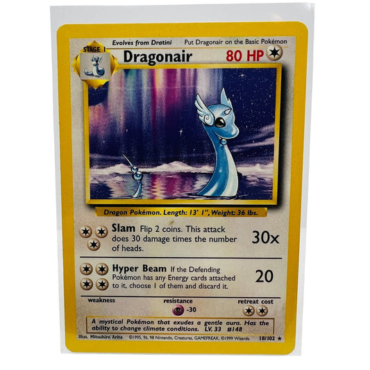 Pokémon Dragonair 18/102 Base Set Unlimited Pokemon 1999 Non Holo Rare LP-EX